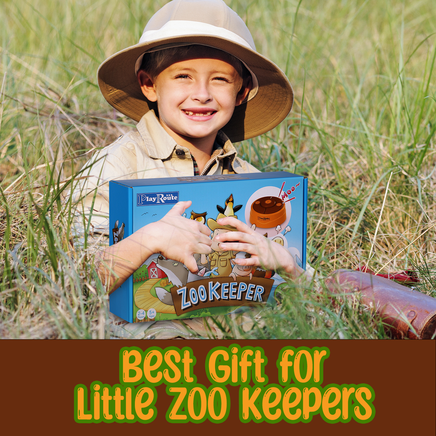 PlayRoute Zoo Keeper Game – Animal Games with Realistic Animal Sounds – 4 Level Animal Board & Card Games – Educational Toy Gift Learning Activity for Kids Ages 5-12 Years and Up