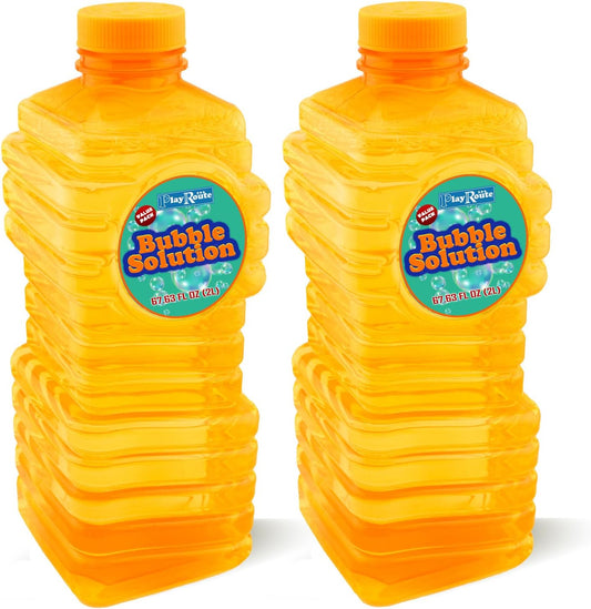 Bubble Solution | Bubbles Refill Solution 4L/136oz. | 2-Pack Ready to Use Solution for Bubble Machines & Other Bubble Blower Toys for Toddlers & Kids | Easy Grip Bulk Bottle