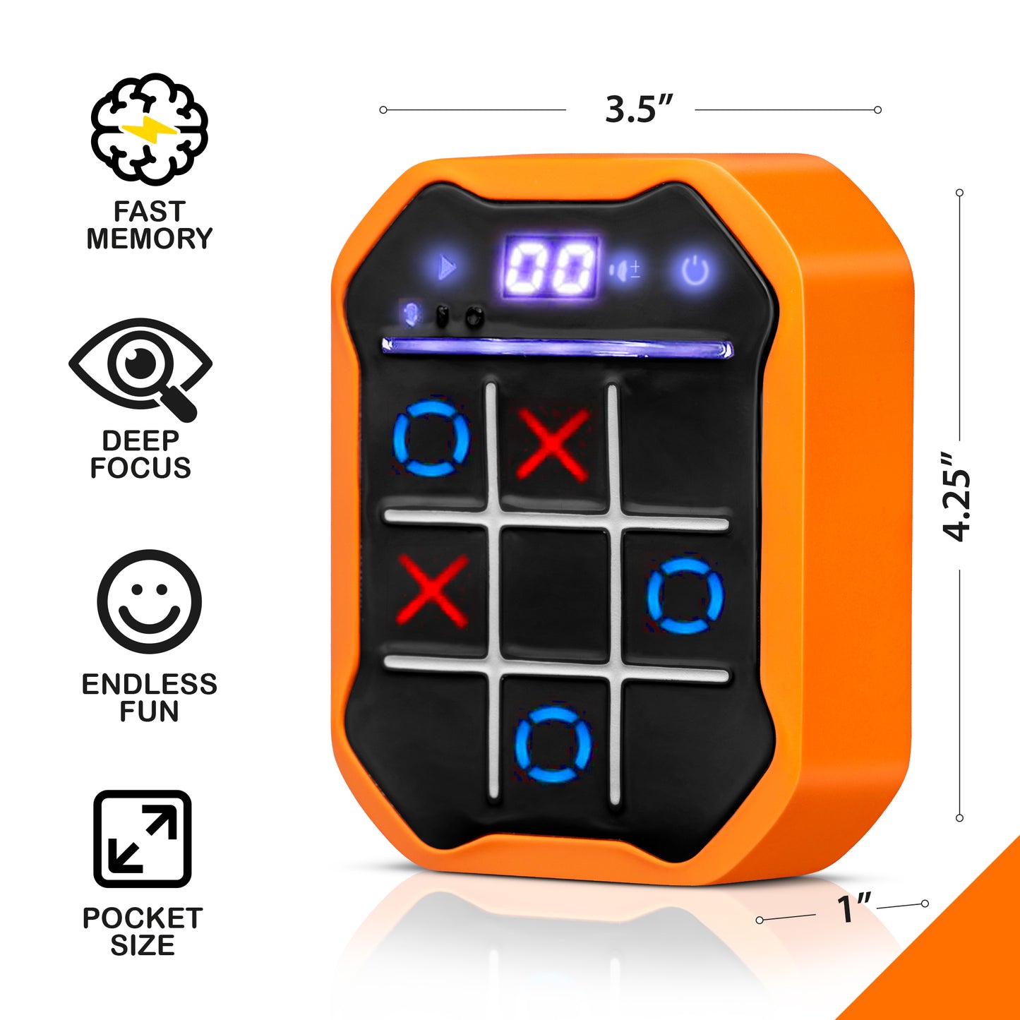 Kids Tic-Tac-Toe Game Toy – 3-in-1 - Memory & Brain Toy for Ages 7+ | Handheld Travel Toy with Lights & Sound | Gift for Boys & Girls