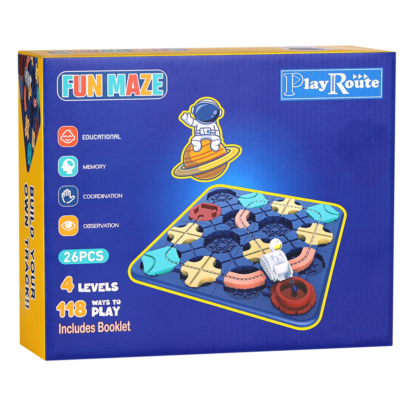 PlayRoute Car Track Builder Brain Game - Fun Building Toy for Kids Ages 5 6 7 8 Years & Up - Kids Brain Teaser Board Game - Puzzle Game with 118 Challenges - STEM Educational Learning Toy Gift Idea