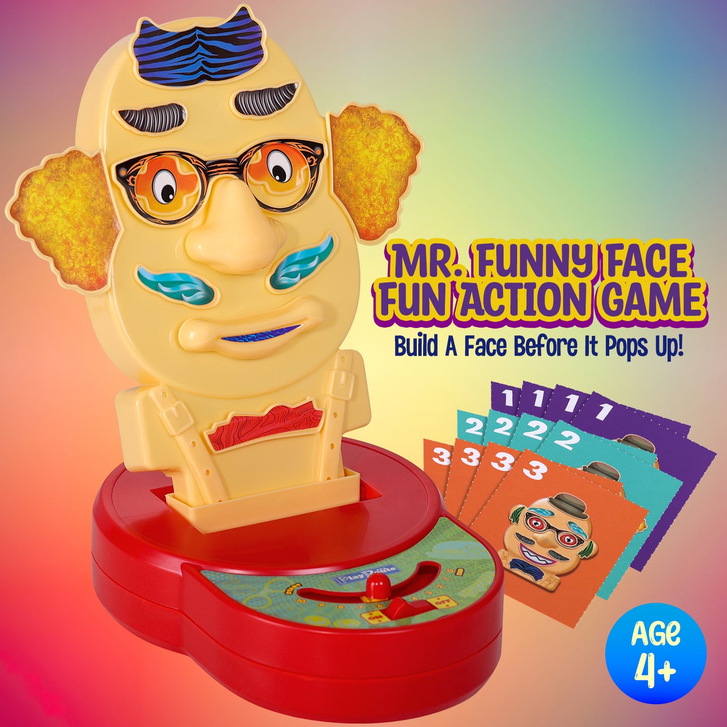 PlayRoute Funny Face Pop Up Game – Fun Board Game for Kids Ages 4 5 6-10 Plus Single or Multi Player – Family Game or Party Game for Kids Boys and Girls – Birthday or Holiday Toy Gift