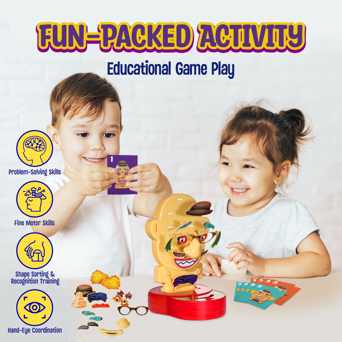 PlayRoute Funny Face Pop Up Game – Fun Board Game for Kids Ages 4 5 6-10 Plus Single or Multi Player – Family Game or Party Game for Kids Boys and Girls – Birthday or Holiday Toy Gift